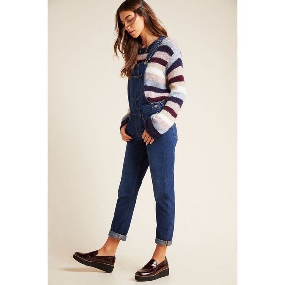Levi’s Original Big Mouth Denim Overalls $128 S M L Dark Wash Womens Fre… - Picture 1 of 9
